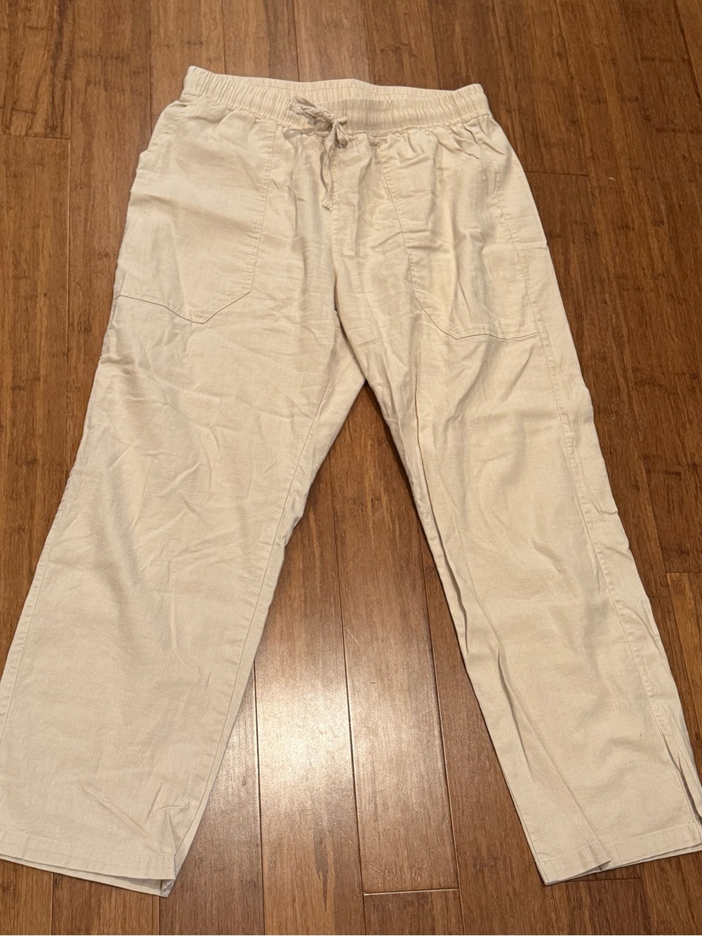 Classic Men's Drawstring Linen-Blend Pants - Cream
